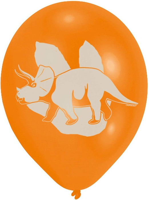 "Dinosaurier" Latexballon Luftballons 27,5 cm - 6 Stück Orange / Grün / Blau