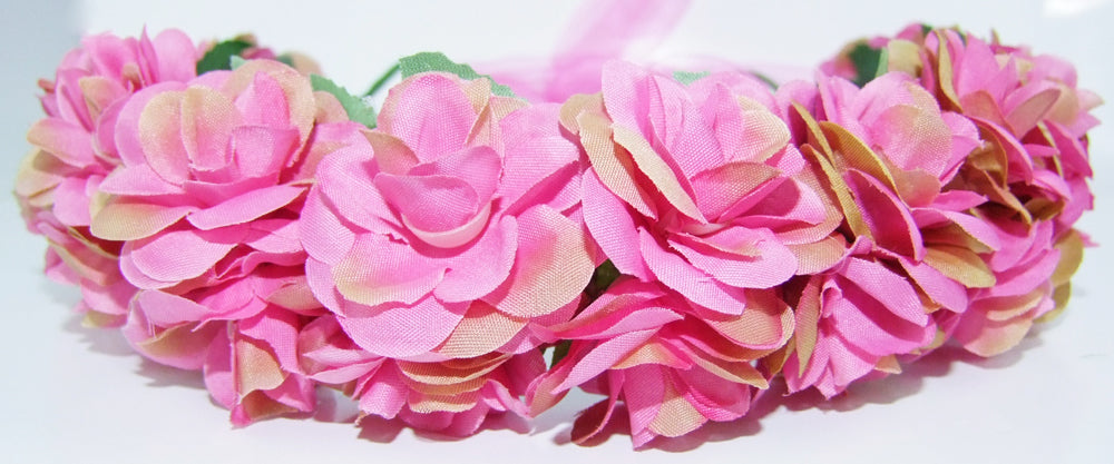 Blumenkranz zum binden mit Rosen - Pink