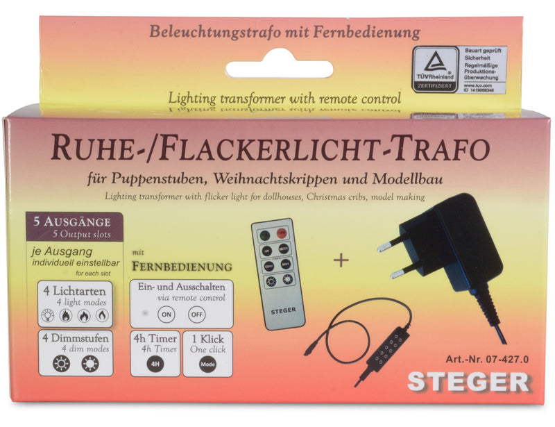 Riffelmacher Ruhe- / Flackerlicht Trafo mit Fernbedienung 78528