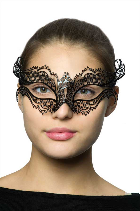 Metall Augenmaske Evelyn in Schmetterlingsform  - Schwarz