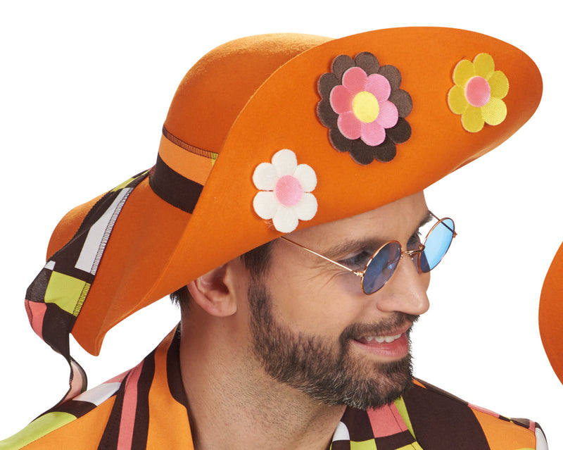 70er Jahre Hippie Schlapphut Andy in Orange