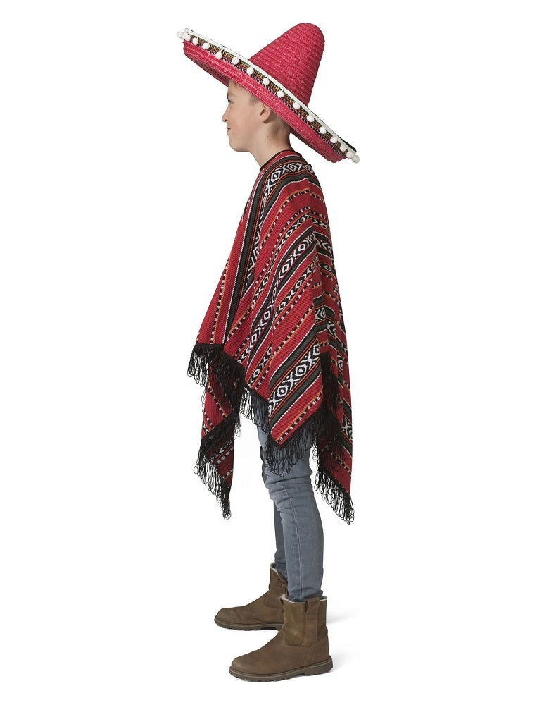 Mexikaner Poncho für Kinder "Milan" | Rot