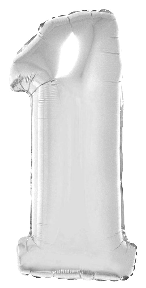 XXL Zahlen Folienballon 100 cm - Silber Zahl 1
