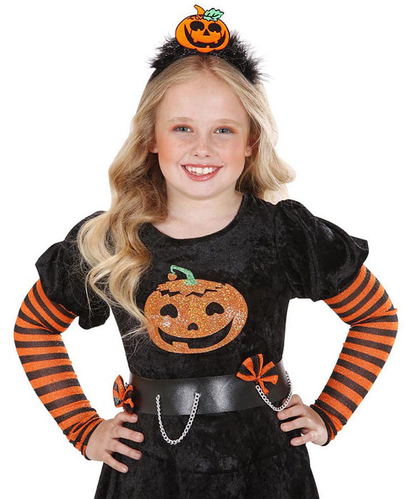 Halloween Haarreif mit Marabou Federn und Kürbis