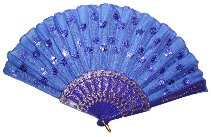 Barock Fächer mit Glitzer Pailletten | Zubehör Party Festival Karneval Kostüm