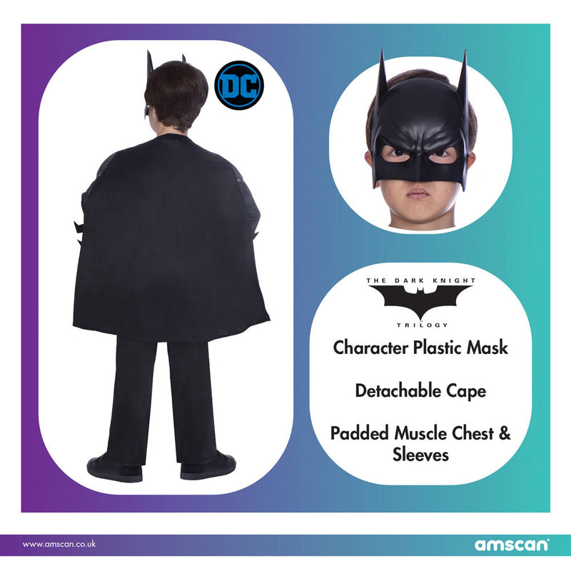 Batman "Dark Knight" Kostüm für Jungen - Schwarz | DC Super Heroes Kinderkostüm