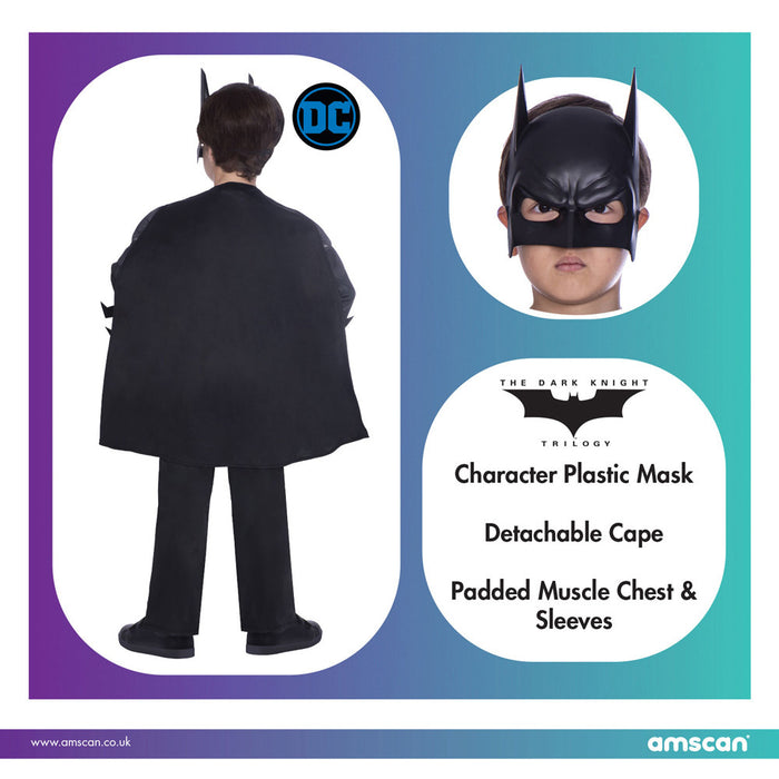 Batman "Dark Knight" Kostüm für Jungen - Schwarz | DC Super Heroes Kinderkostüm