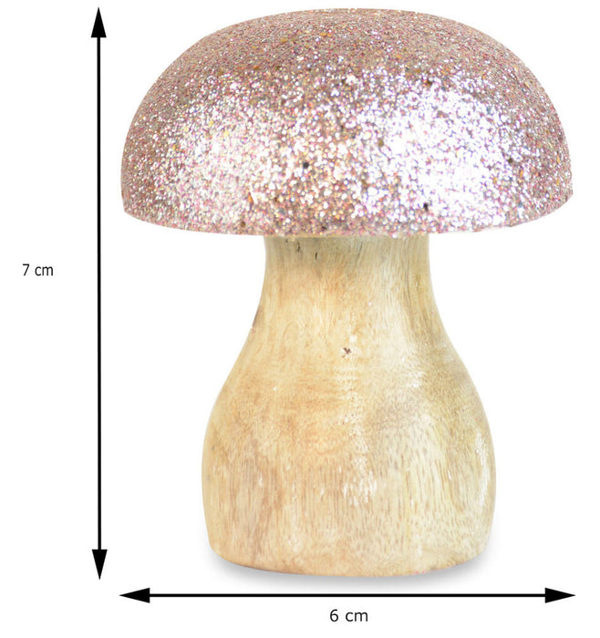Riffelmacher Dekoration "Pilz" Mangoholz 74583 - 7cm - Utopiaglitter Rosa