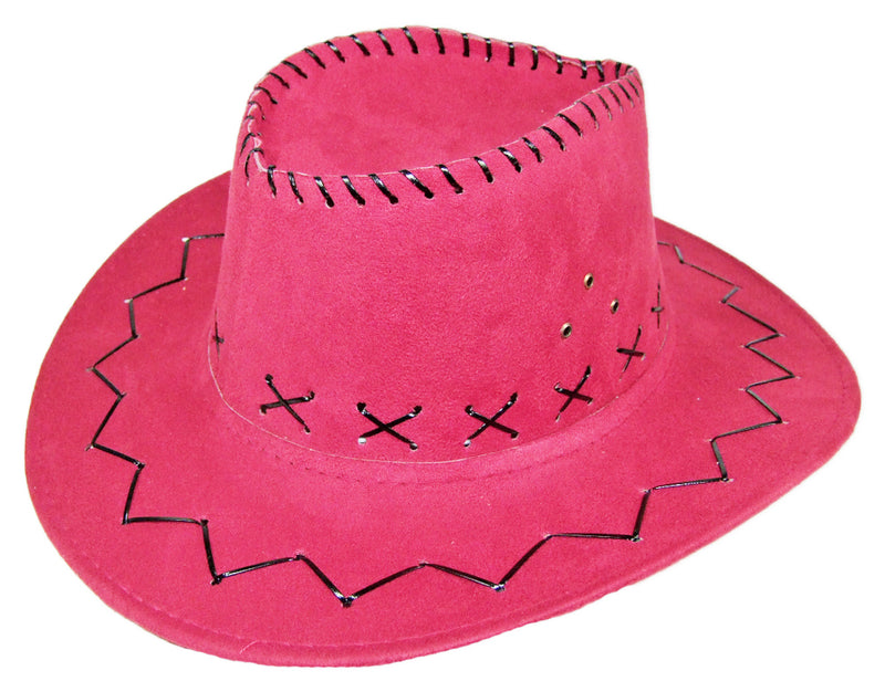 Kinder Cowboyhut mit Ziernähten | Pink | Western Hut für Karneval, Fasching & Mottoparty