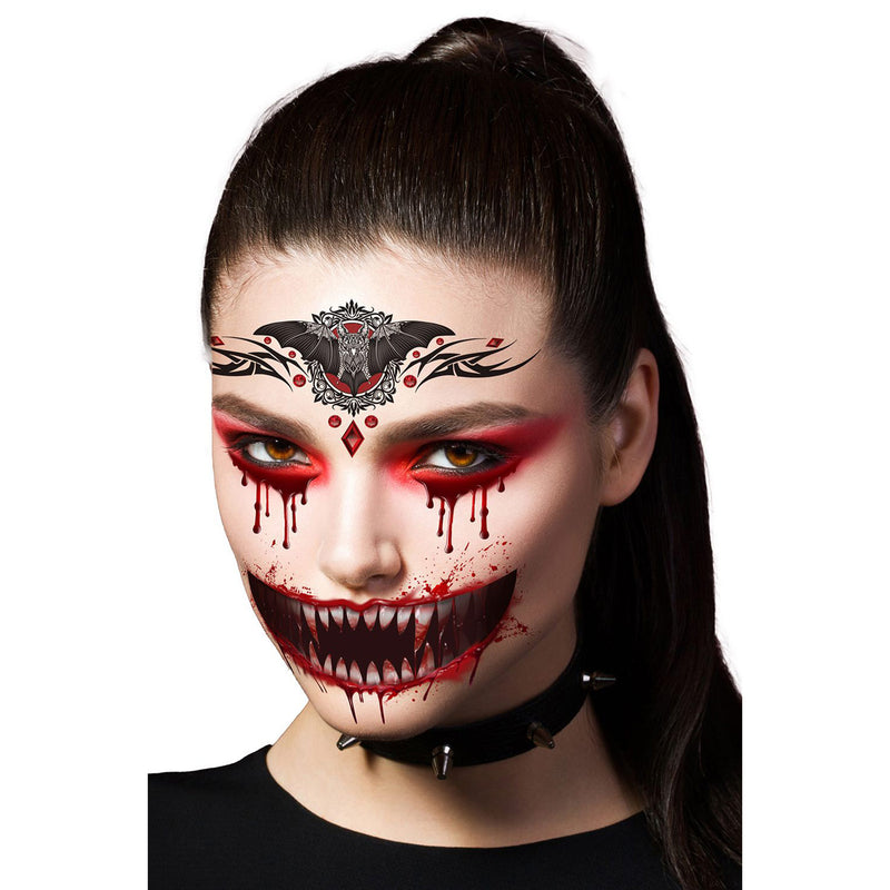Halloween Tattoos "Vampir-Gesicht" | 14 x 9 cm