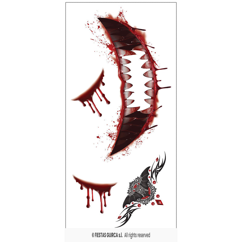 Halloween Tattoos "Vampir-Gesicht" | 14 x 9 cm