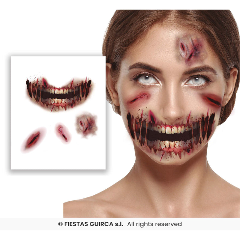 Halloween Tattoos "Abschürfungen Zombie" | 14 x 9 cm
