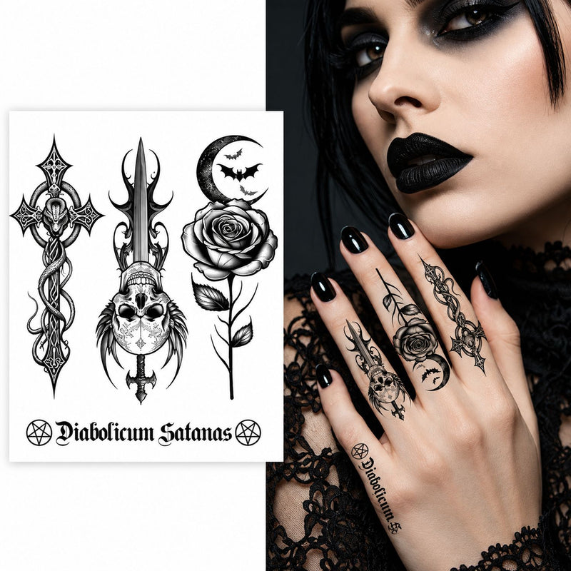 Halloween Tattoos "Gotisch" | 14 x 9 cm