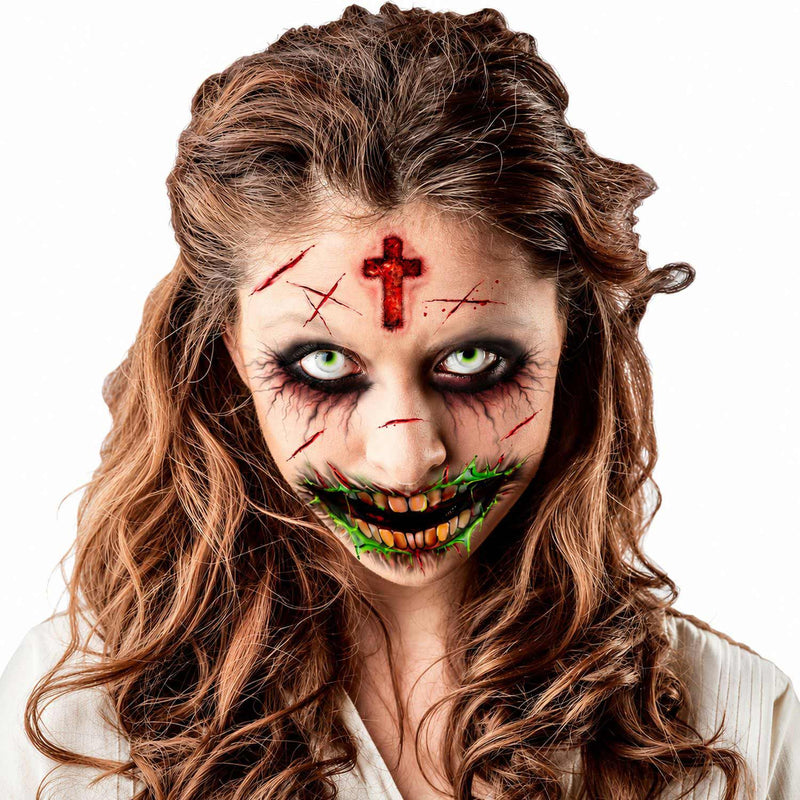 Halloween Tattoos "Zombie-Gesicht" | 14 x 9 cm