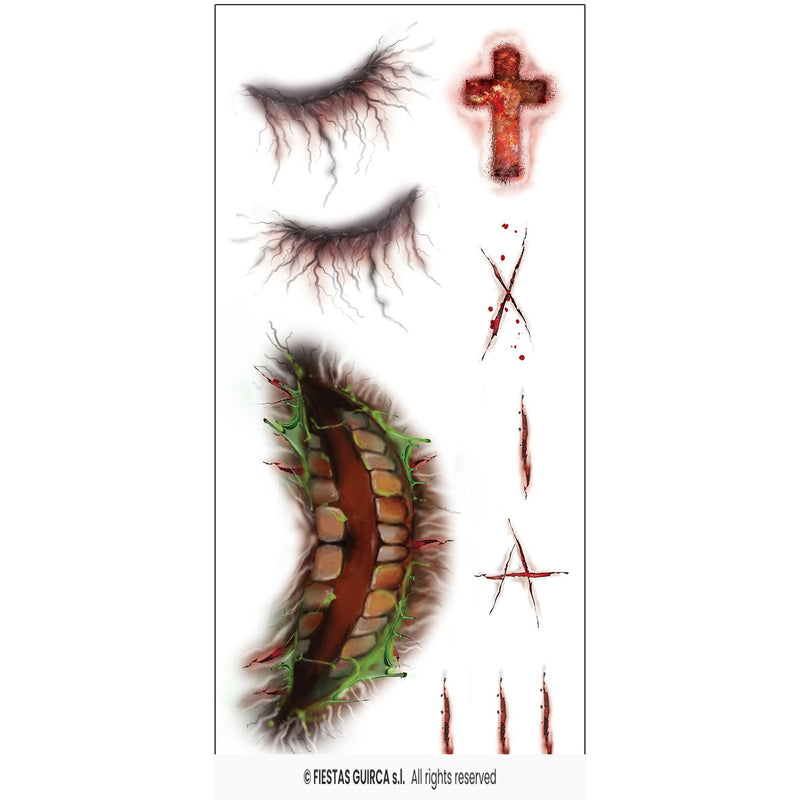 Halloween Tattoos "Zombie-Gesicht" | 14 x 9 cm