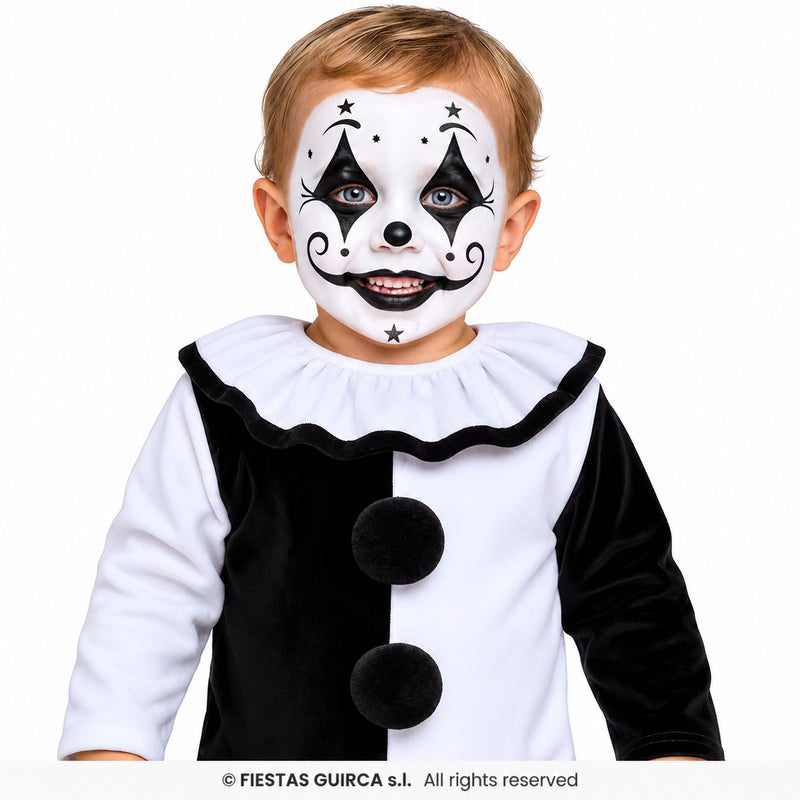Babykostüm "Terror Clown" für Kinder | Schwarz Weiß - Einteiler