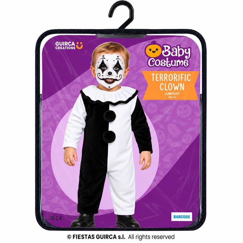 Babykostüm "Terror Clown" für Kinder | Schwarz Weiß - Einteiler