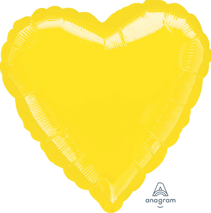 18"/Ø43cm Herz Folienballon Uni | Gelb