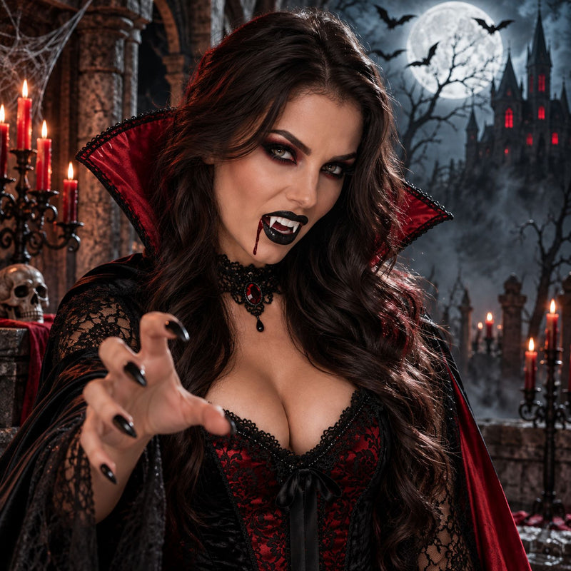 Vampir Eckzähne + Mini Lippenstift
