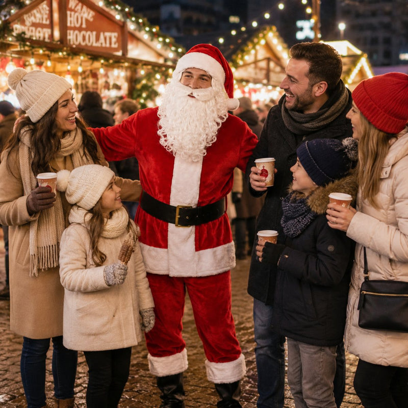Weihnachtsmann Nikolaus Kostüm aus Samt | Rot - 4 tlg.