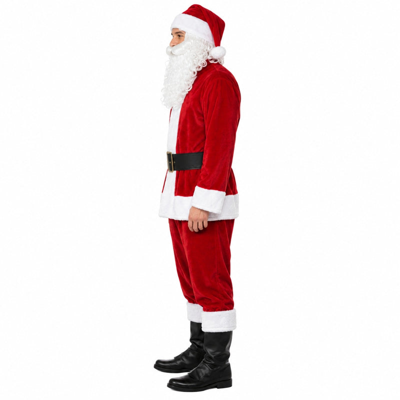 Weihnachtsmann Nikolaus Kostüm aus Samt | Rot - 4 tlg.