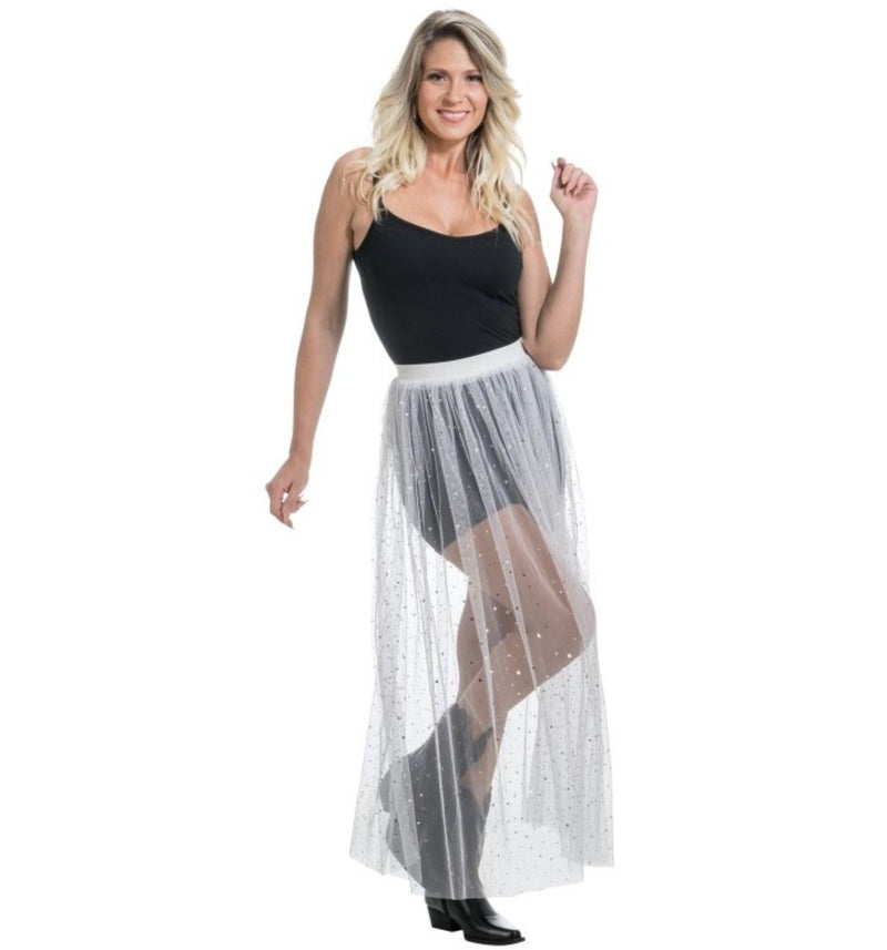 Sommer Festival Rock mit Strass - One Size | Weiß Lang
