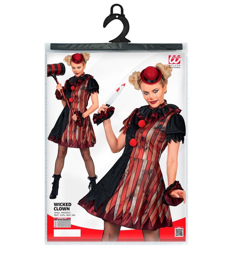 Horror Clownin "Wicked Clown" Kostüm für Damen | 5-tlg.