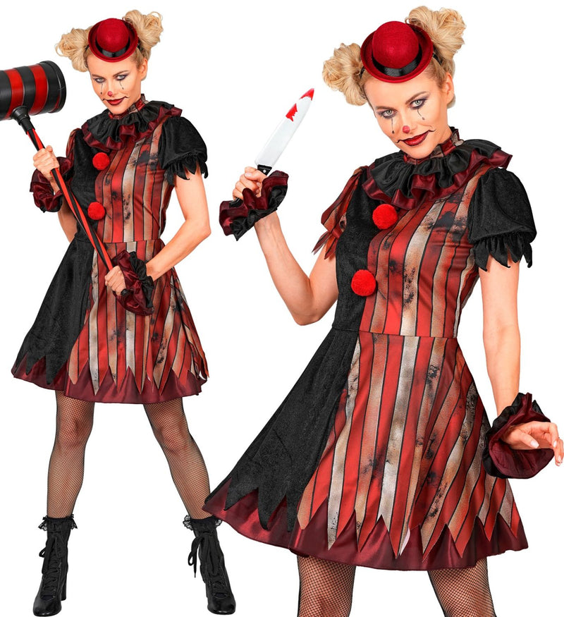 Horror Clownin "Wicked Clown" Kostüm für Damen | 5-tlg.