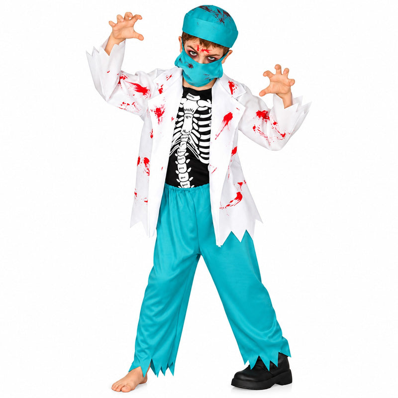 "Skelett Zombie Chirurg" Kostüm für Kinder | 5-tlg.