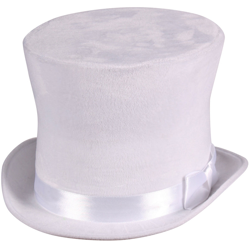 Zylinder "Flair" Velour mit Satinband 60 cm | Weiß