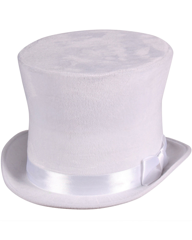 Zylinder "Flair" Velour mit Satinband 60 cm | Weiß