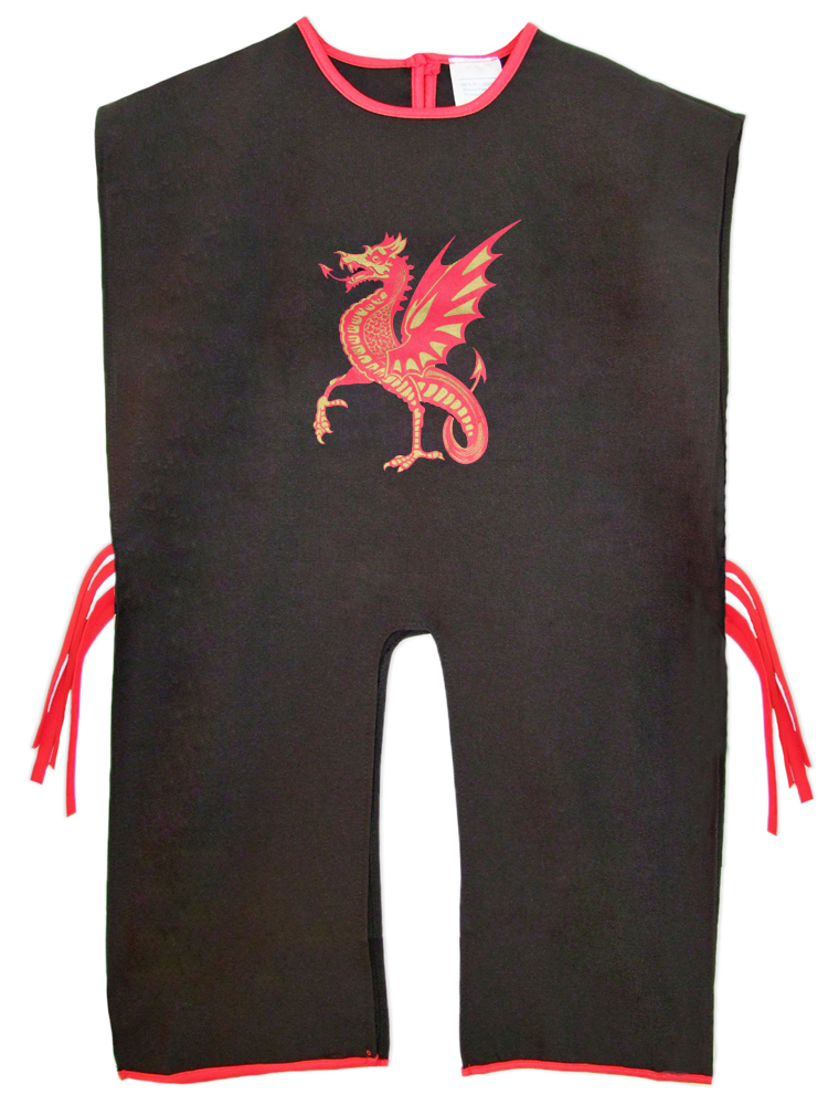ritter tunika für kinder mit wappen  drache  schwarz rot